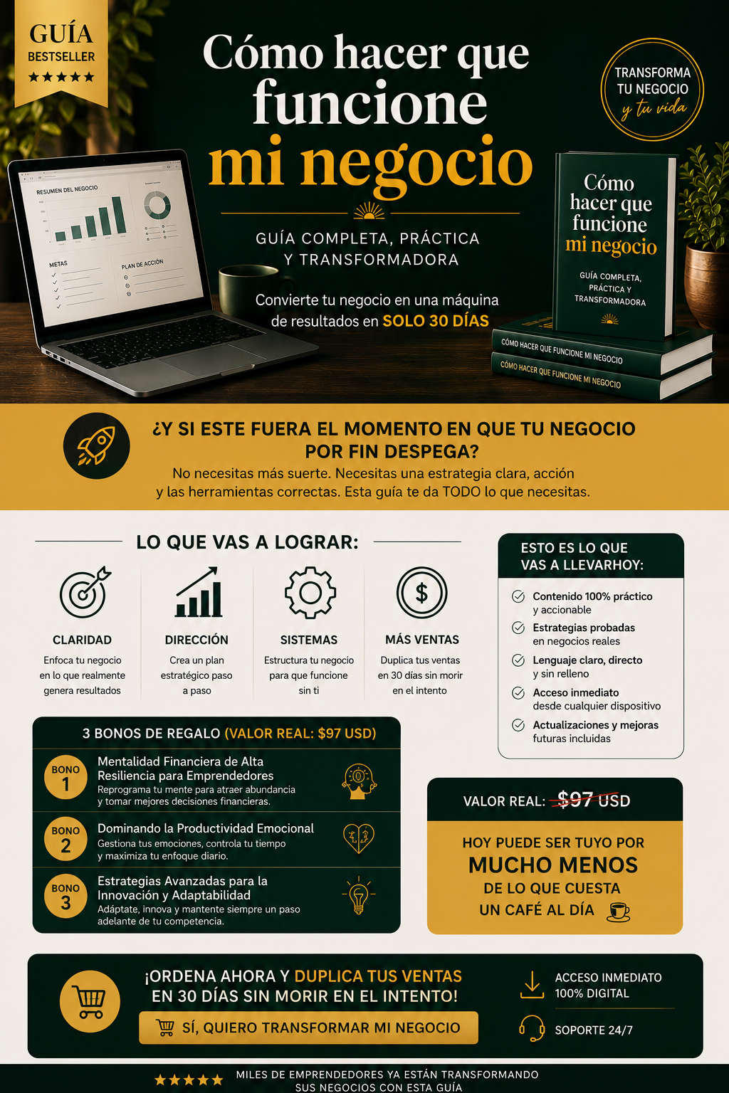 Pack Emprendedor: Cómo hacer que funcione mi negocio (Duplica tus ventas en 30 días) + 3 Bonos 🎁